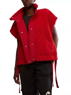 Free People FP Movement Scout It Out Red Sherpa Vest XL